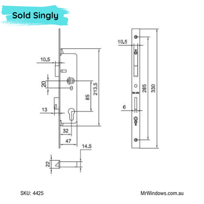 MSC/II Single Mount Door Lock Body ONLY by Kinlong