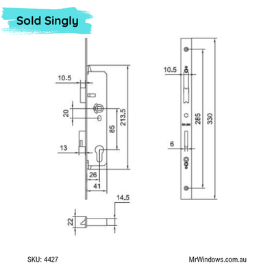 MSC/II Single Mount Door Lock Body ONLY by Kinlong