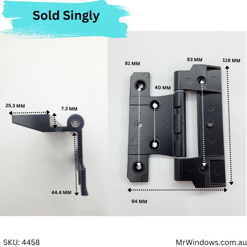 Hinge - suits Fairview MKII - aluminium frame to timber door