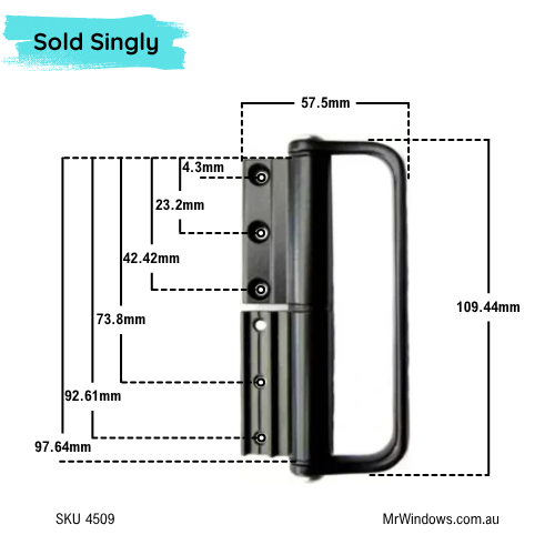Bifold hinge handle - suits Fisher, Rylock, Vistalite, Nebulite doors