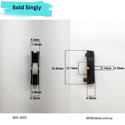 Sliding showcase roller - 7.4mm wide- Sold singly
