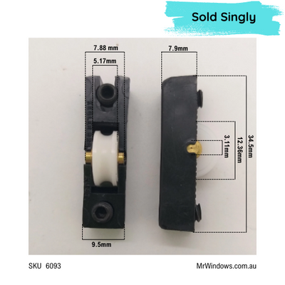 Window rollers - suits Crestlite and showcase cabinets - sold singly