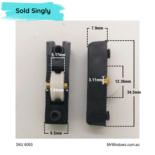 Window rollers - suits Crestlite and showcase cabinets - sold singly