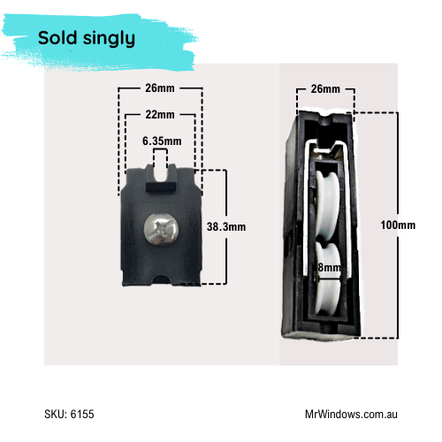 Door Rollers - suits AWS and more - Sold singly