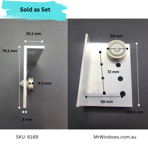 Capral Commercial Door Head Roller Set - top hung - heavy duty