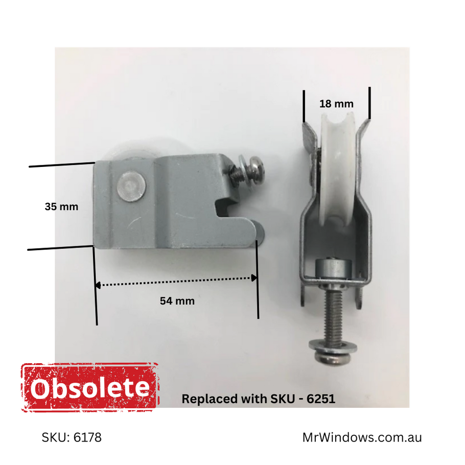 OBSOLETE Sliding door rollers - suit Comalco - Sold singly