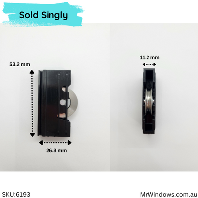Door rollers - suits Dowell, Nu-Look doors - S/Steel Tyre - Sold singly