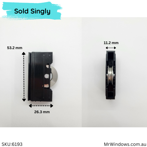 Door rollers - suits Dowell, Nu-Look doors - S/Steel Tyre - Sold singly