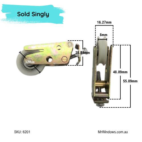 Sliding door roller - suits numerous applications and brands - slimline