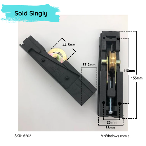 Door Carriage & Rollers Heavy Duty Brass- Sold singly