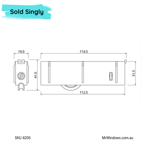 Door roller - suit Lidco doors - Nylon roller - Sold singly - DR245/2