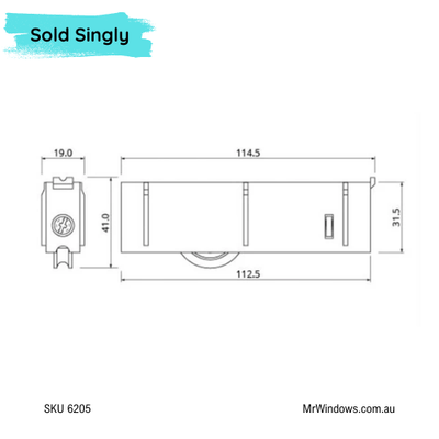 Door roller - suit Lidco doors - Nylon roller - Sold singly - DR245/2