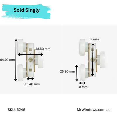 Tricycle cavity door roller/hanger - 3 roller configuration
