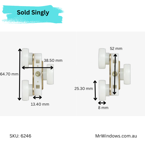 Tricycle cavity door roller/ hanger - 3 roller