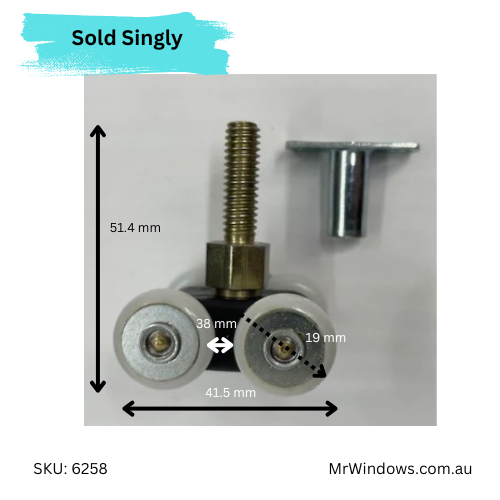 Top hung cavity adjustable roller + mounting base- Sold singly