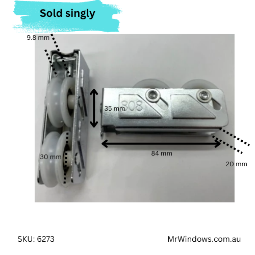 Sliding door roller - Sold singly - imported hardware