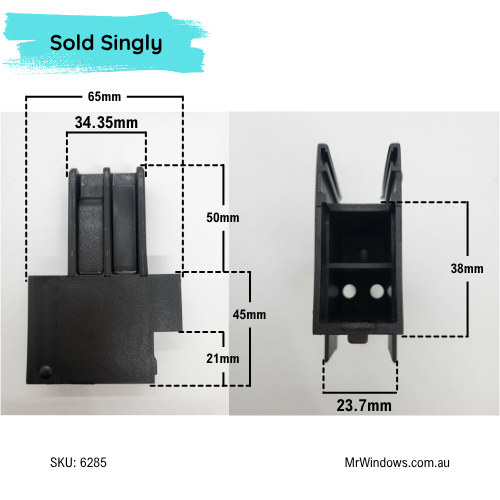 Bradnams Airlie Sliding door 80 & 140 series - connector MTG Female Head