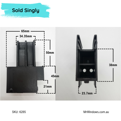 Bradnams Airlie Sliding door 80 & 140 series - connector MTG Female Head