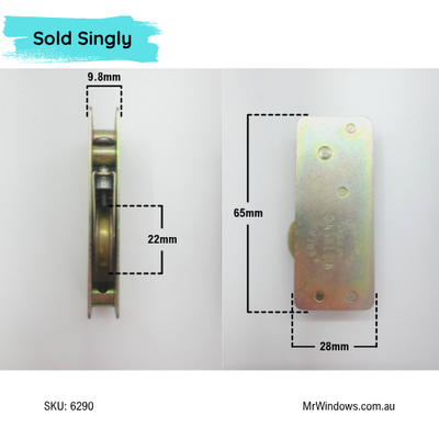 Sliding door rollers - Heavy Duty rollers -10mm wide