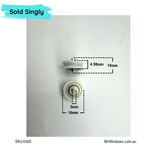 Roller Only - DR9 Extended Axle - Suits Various Window Roller Carriages