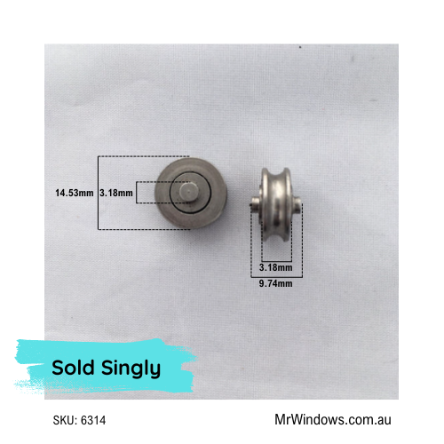 Roller only - Stainless Steel wheel - 14.0mm diameter