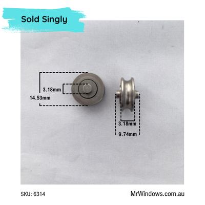 Roller only - Stainless Steel wheel - 14.0mm diameter