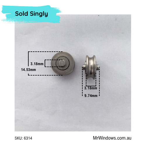 Roller only - Stainless Steel wheel - 14.0mm diameter