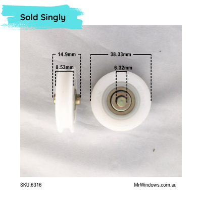 Roller only with axle - 38mm diameter