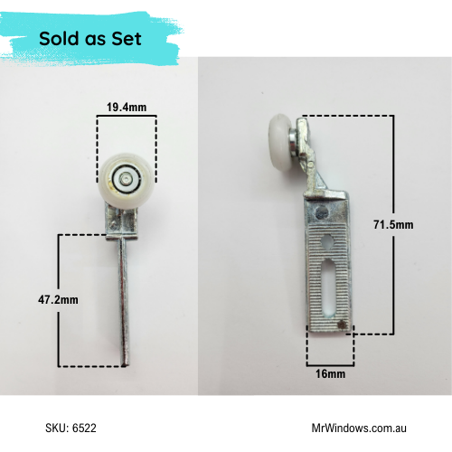 Screen Door Roller - Top Hung - suits various brands - Sold as SET LH & RH