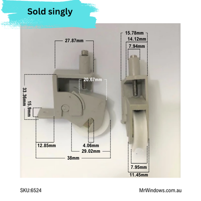 Screen Door Roller - Rivet Fix With Spring  - Sold as a single