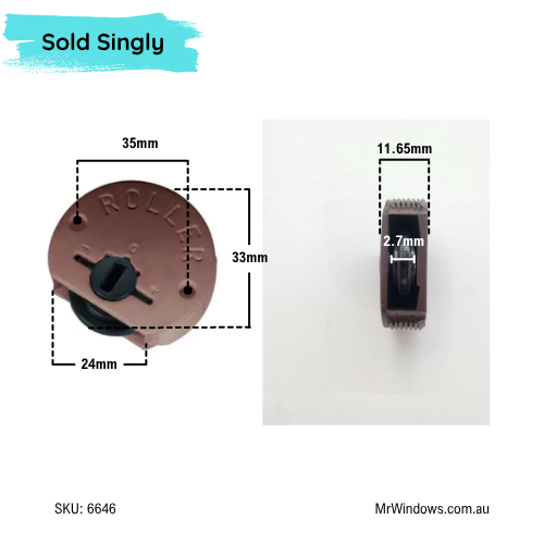 Cupboard component bottom roller OR guide - Trola Brown