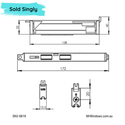 Sliding door rollers to suit timber doors - double bogey configuration