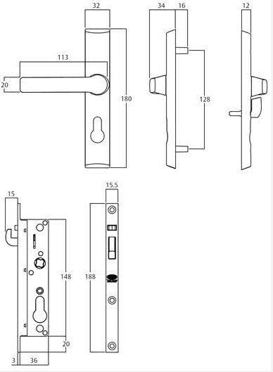 86ed Lock Lock Security door lock - Lockwood 8654 hinged (Crimsafe approved) - s ...