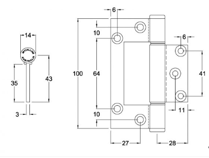 Hinge: McCallum Aluminium MEDIUM DUTY interfold hinge - ORDER IN PRODUCT