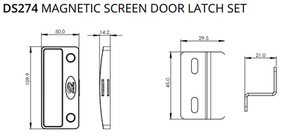 Flyscreen magnetic fly screen door latch (Doric) DS274 DS275 DS276 DS277