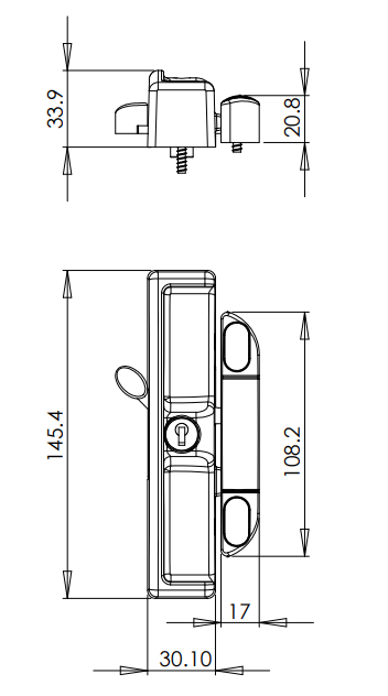 Sliding window handle - key locking