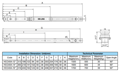 HCC40A FRICTION Stay CASEMENT (SIDE-HUNG) Window by KIN LONG - SPECIAL ORDER