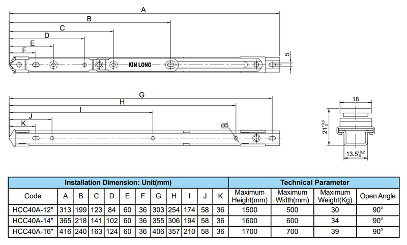 HCC40A FRICTION Stay CASEMENT (SIDE-HUNG) Window by KIN LONG - SPECIAL ORDER