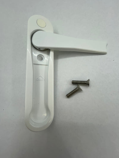Recessed profile single sided lever handle for screens and window panels