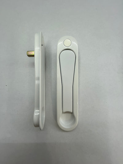 Recessed profile single sided lever handle for screens and window panels