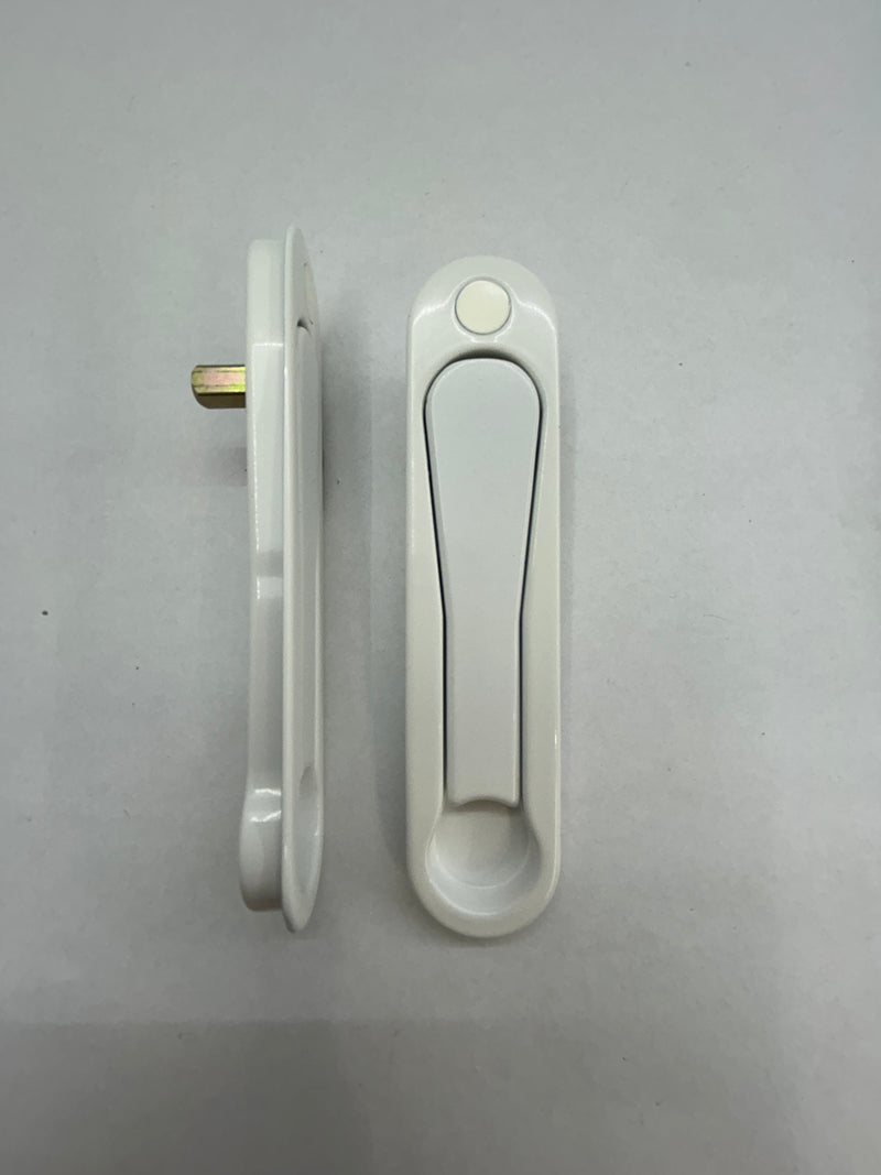 Recessed profile single sided lever handle for screens and window panels