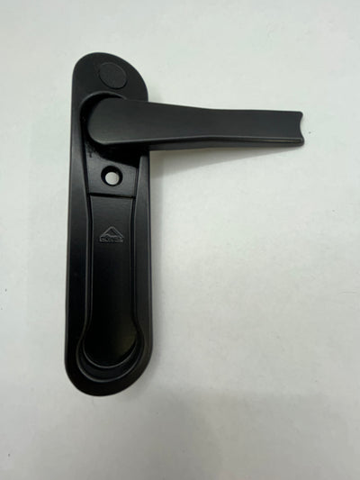 Recessed profile single sided lever handle for screens and window panels