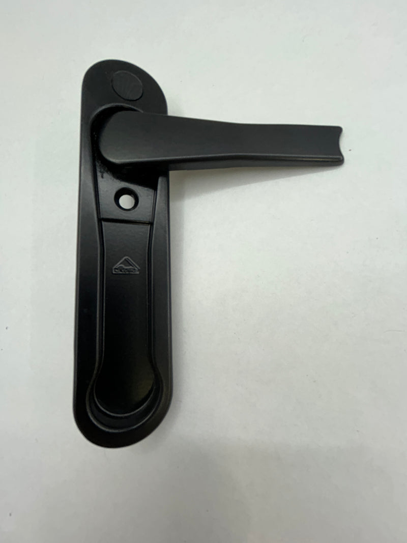 Recessed profile single sided lever handle for screens and window panels