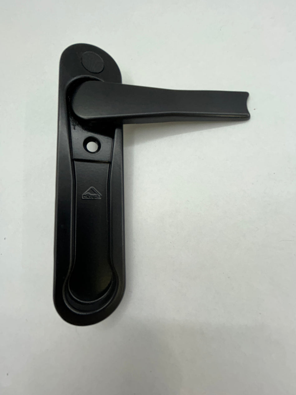 Recessed profile single sided lever handle for screens and window panels