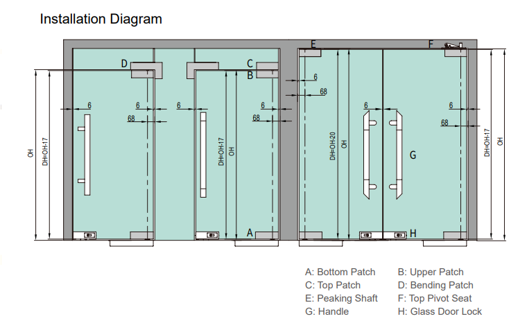 Glass Door Patch 200kg Series to suit Frameless Glass Door by Kin Long - SPECIAL ORDER
