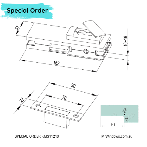 Glass Door Locking Clip to suit Frameless Glass Door by Kin Long - SPECIAL ORDER