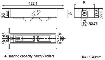 Kinlong - double bogey sliding door roller - SPECIAL ORDER IN