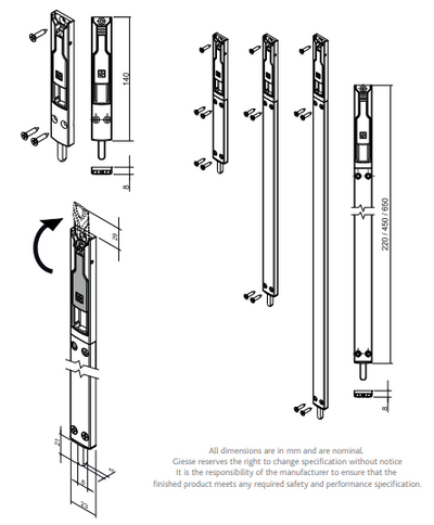 MAYA door bolt - drop bolt SPECIAL ORDER ITEM