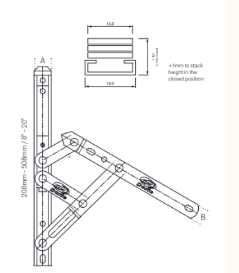 AWNING Stays - PD20 Friction stays - 500mm long- SPECIAL ORDER