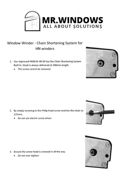 Awning Chain Winder - Pacific - key locking